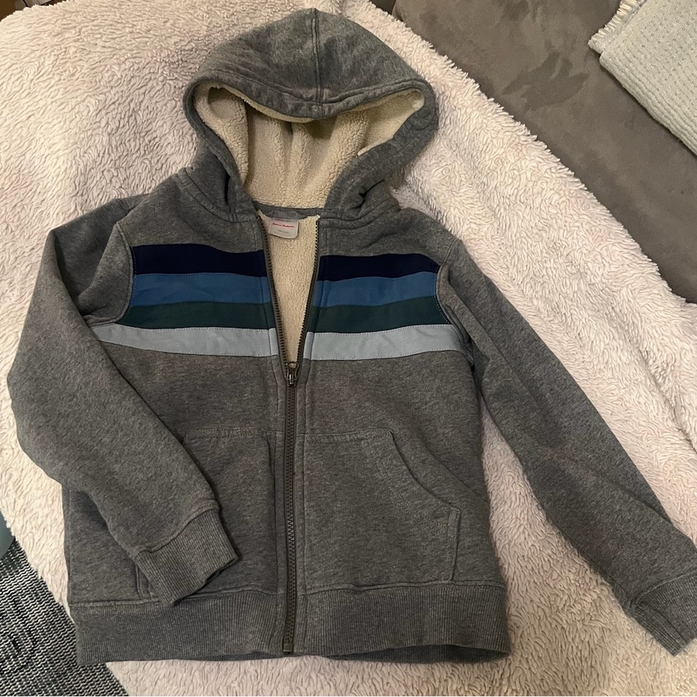 Hanna Andersson Warm Hoodie with Stripes - US 8 / 130 cm